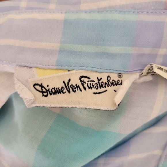 DVF Vintage Plaid Blouse Size Small - Picture 4 of 5